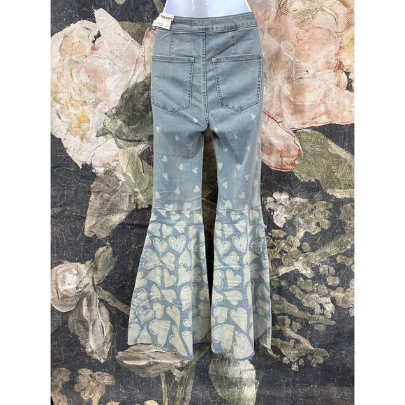 Free People Just Float On Flare Printed Jeans Size 24 - Picture 6 of 7